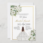 Witte jurk quinceañera kaart (Voorkant)