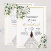 Witte jurk quinceañera kaart (Voorkant / Achterkant)