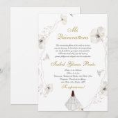 Witte jurk Quinceanera silhouet Spaans Kaart (Voorkant / Achterkant)