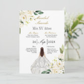 Witte jurk quinceañera uitnodiging (Staand voorkant)