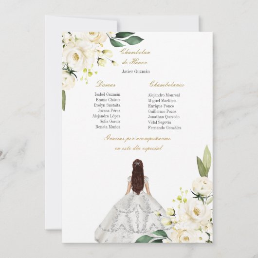 Witte jurk quinceañera uitnodiging (Achterkant)