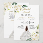 Witte jurk quinceañera uitnodiging (Voorkant / Achterkant)