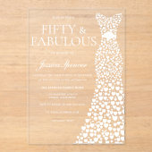 Witte jurk Vijftig & Fabulous 50ste verjaardagsfee Acryl Uitnodigingen (Voorkant)
