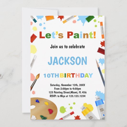 Witte jurk voor rommelverf uitnodigingen (Voorkant)