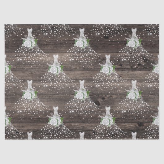 Witte jurken en Rozen op houtontkoppeling Tissuepapier (Voorkant)