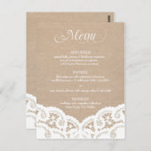 Witte jute kant dagelijks bruiloft menu (Voorkant / Achterkant)