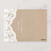 Witte jute kant dagelijks bruiloft menu (Achterkant)