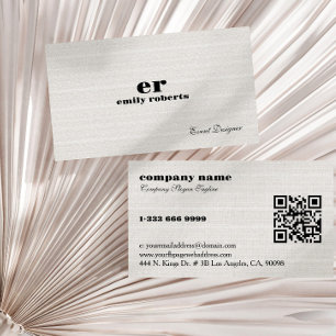 Witte jute linnen QR-code visitekaart Visitekaartje
