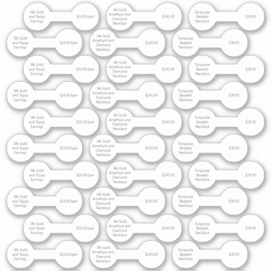 Witte juwelen Label Barbell Sticker Set (Voorkant)