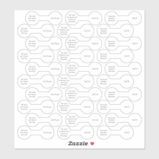 Witte juwelen Label Barbell Sticker Set (Vel)