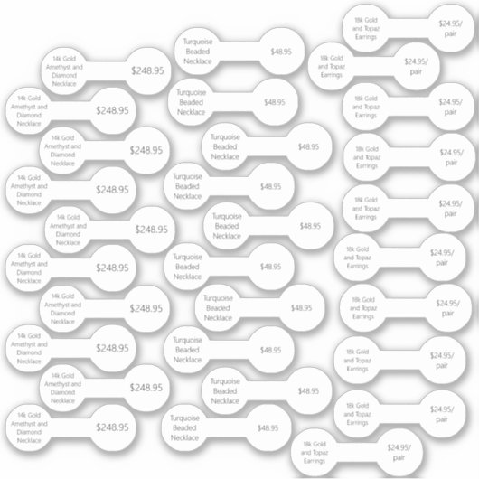 Witte juwelen Label Barbell Sticker Set (Voorkant)