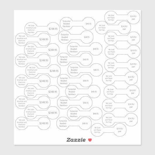 Witte juwelen Label Barbell Sticker Set (Vel)