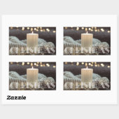 Witte Kaars Kerst Cozy Rechthoekige Sticker (Vel)