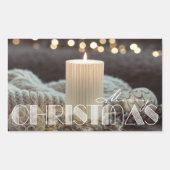 Witte Kaars Kerst Cozy Rechthoekige Sticker (Voorkant)