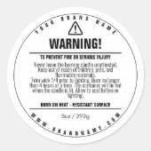 Witte kaars — Productwaarschuwing Etiket Ontwerp S (Voorkant)