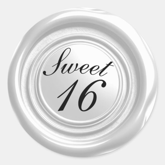 Witte Kaars Wax Seal Drip Sweet 16 Bruiloft Ronde Sticker (Voorkant)