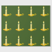 Witte kaarsen op groen inpakpapier (Vlak)