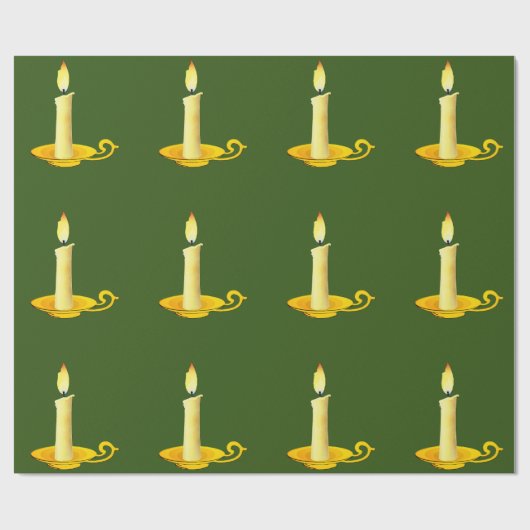 Witte kaarsen op groen inpakpapier (Vlak)