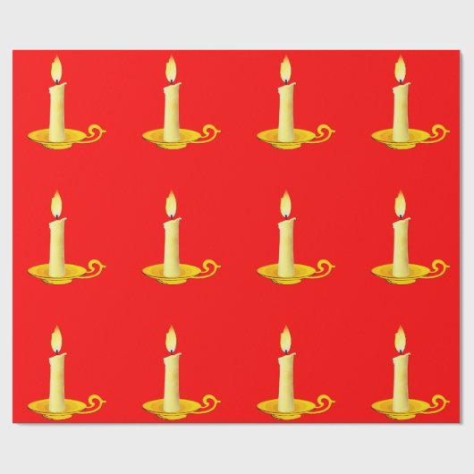 Witte kaarsen op rood inpakpapier (Vlak)