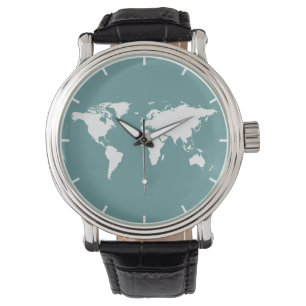 witte kaart van de wereld horloge