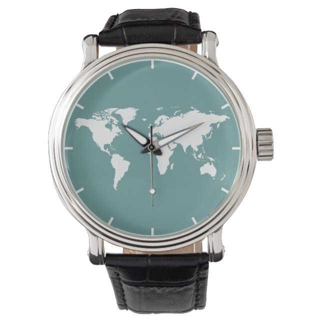 witte kaart van de wereld horloge (Voorkant)