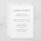 WITTE KABELBREI Knitting Classes Kaart (Achterkant)