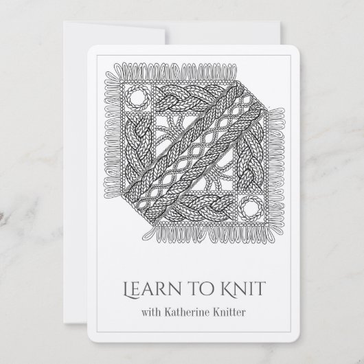 WITTE KABELBREI Knitting Classes Kaart (Voorkant)