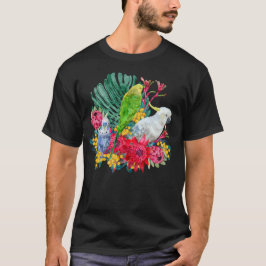 Witte Kaketoe en Grasparkieten Bloemstuk T-shirt