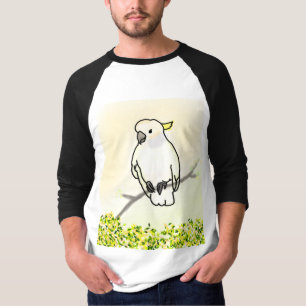 Witte kaketoe op tak Tropische vogel lange mouw T-shirt