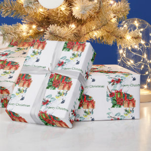 Witte Kaketoe Presenteert Prettig Kerstfeest Cadeaupapier