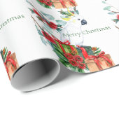 Witte Kaketoe Presenteert Prettig Kerstfeest Cadeaupapier (Rol Hoek)