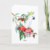 Witte Kaketoe Presenteert Prettig Kerstfeest Feestdagen Kaart (Achterkant)