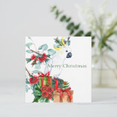 Witte Kaketoe Presenteert Prettig Kerstfeest Feestdagenkaart (Staand voorkant)
