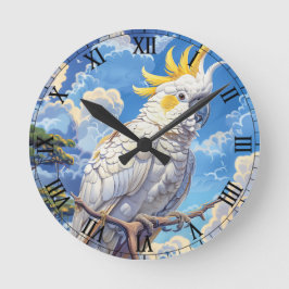 Witte kaketoe ronde klok