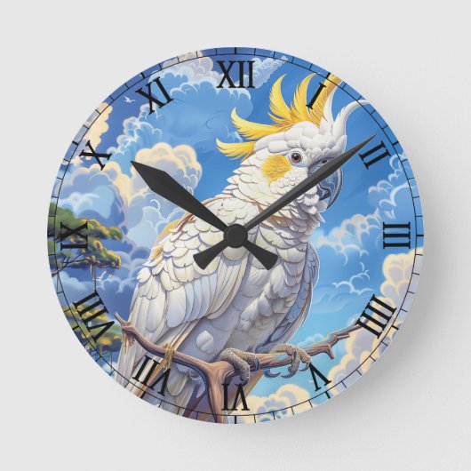 Witte kaketoe ronde klok (Voorkant)