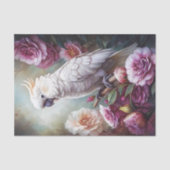 Witte Kaketoe Rozentuin Decoupage Tissuepapier (Voorkant)