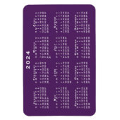 Witte kalender 2024 op Paarse achtergrond Sjabloon Magneet (Verticaal)
