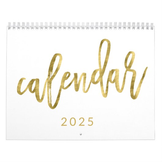 Witte Kalender 2025 met Faux Golden Maanden (Hoes)