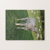 Witte kalf in een veld legpuzzel (Horizontaal)