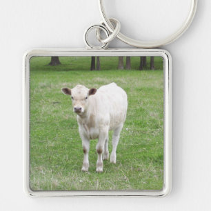Witte kalf sleutelhanger