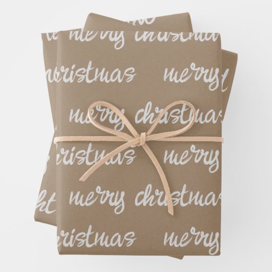Witte kalligrafie Aangepaste kerstGezegden Kraft Inpakpapier Vel (In situ)