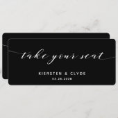 Witte kalligrafie bruiloft neem uw stoel kaart (Voorkant / Achterkant)