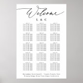 Witte kalligrafie bruiloft welkom zitplaatsen kaar poster (Voorkant)