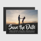 Witte kalligrafie Een foto Weddenschap opslaan Dat Magnetische Uitnodiging (Voorkant / Achterkant)