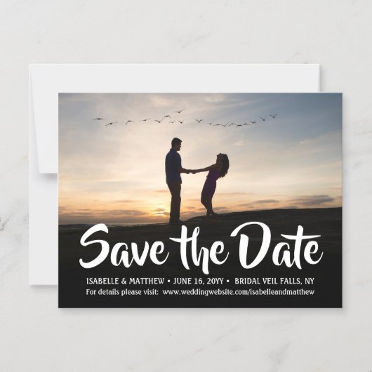 Witte kalligrafie Een foto Weddenschap opslaan Dat Magnetische Uitnodiging (Voorkant)