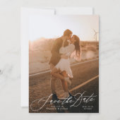 Witte kalligrafie Elegante foto van de bruiloft Save The Date (Voorkant)
