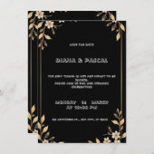 Witte kalligrafie en bloemenbruiloft uitnodiging (Voorkant / Achterkant)