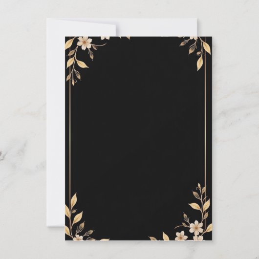 Witte kalligrafie en bloemenbruiloft uitnodiging (Achterkant)