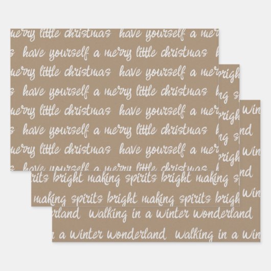 Witte kalligrafie kerstsong Verses Kraft Wrap Inpakpapier Vel (Set)