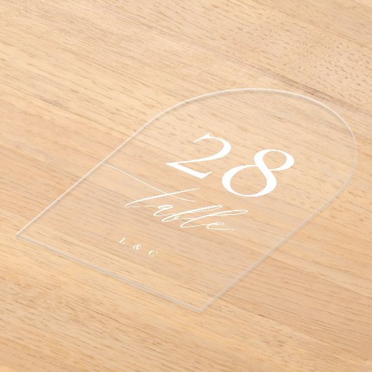 Witte kalligrafie Modern Acryl Boog Tafelnummer (Laagn)